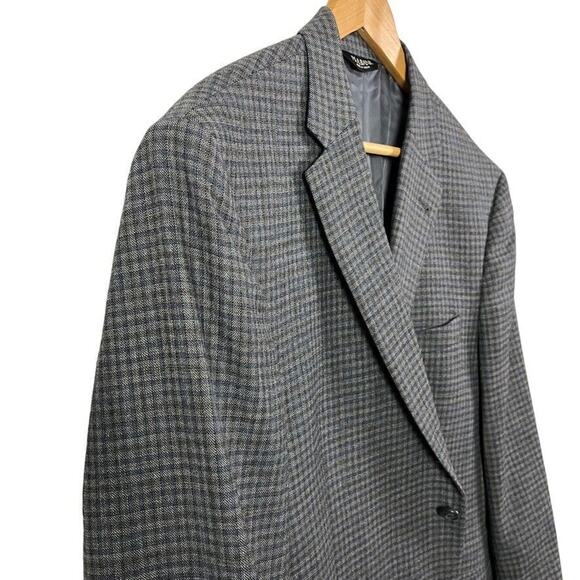 Jos A Bank Signature Collection Gray Blue Plaid Suit Jacket Blazer Wool sz 46R - Picture 4 of 16